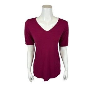 Susan Graver Modern Essentials Petite Liquid Knit Tunic Top Wine Fusion PS Size